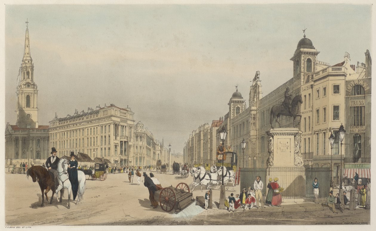 London As It Is: Entré till Strand, från Charing Cross av Thomas Shotter Boys