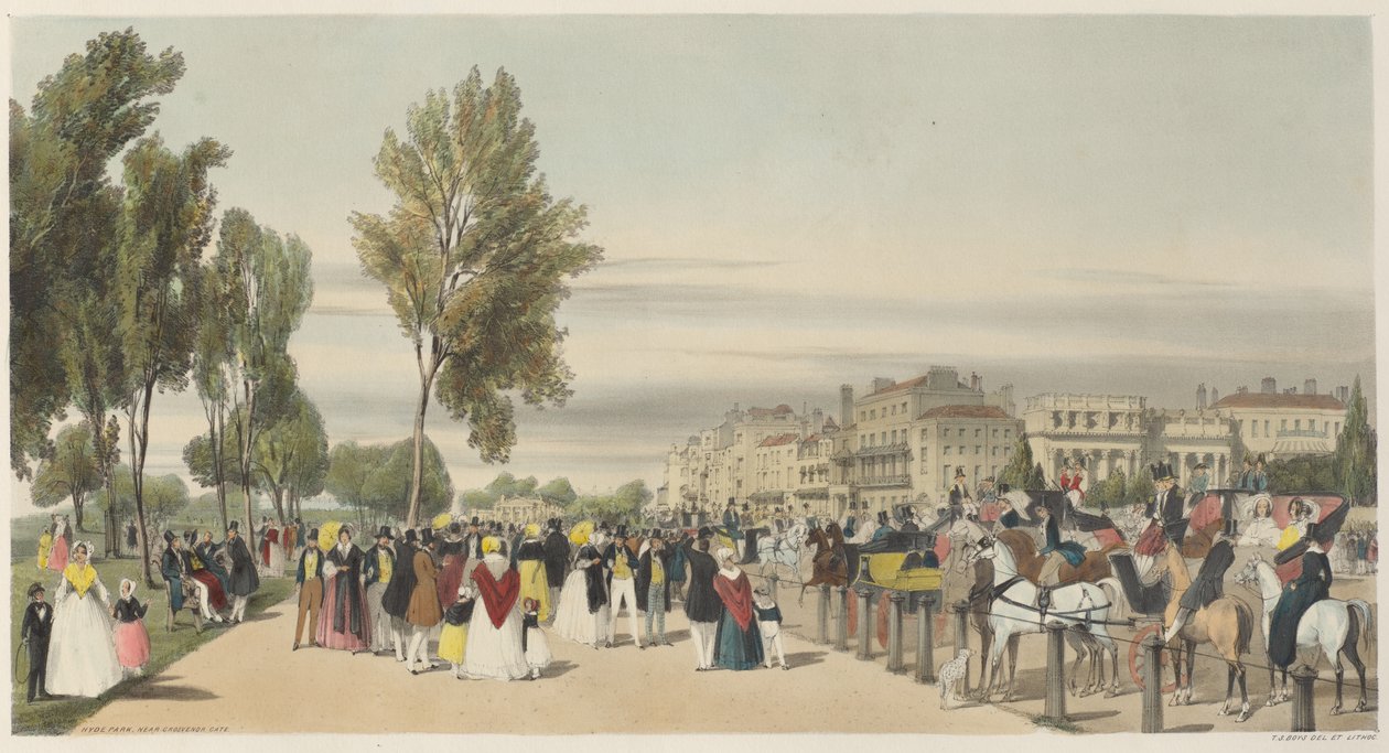 London som det är: Hyde Park, nära Grosvenor Gate av Thomas Shotter Boys