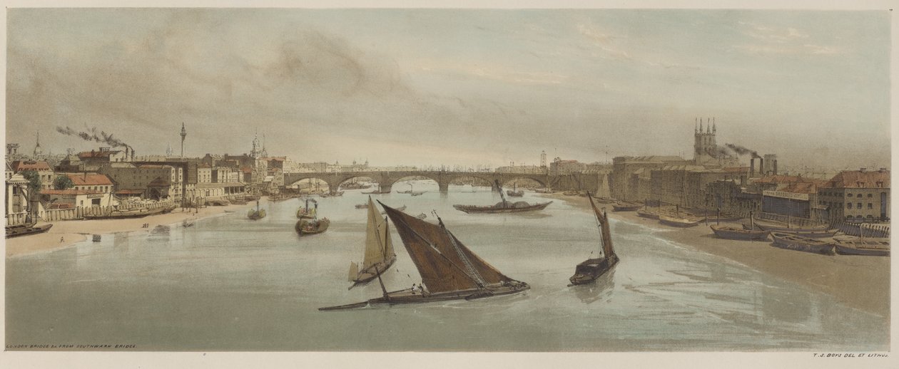 London As It Is: London Bridge, från Southwark Bridge av Thomas Shotter Boys