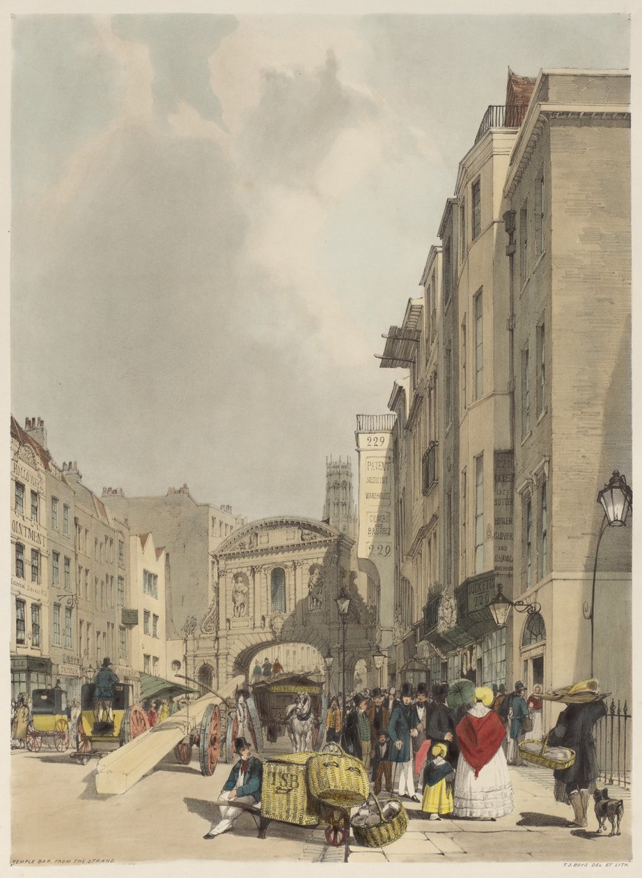 London As It Is: Temple Bar, från Stranden av Thomas Shotter Boys