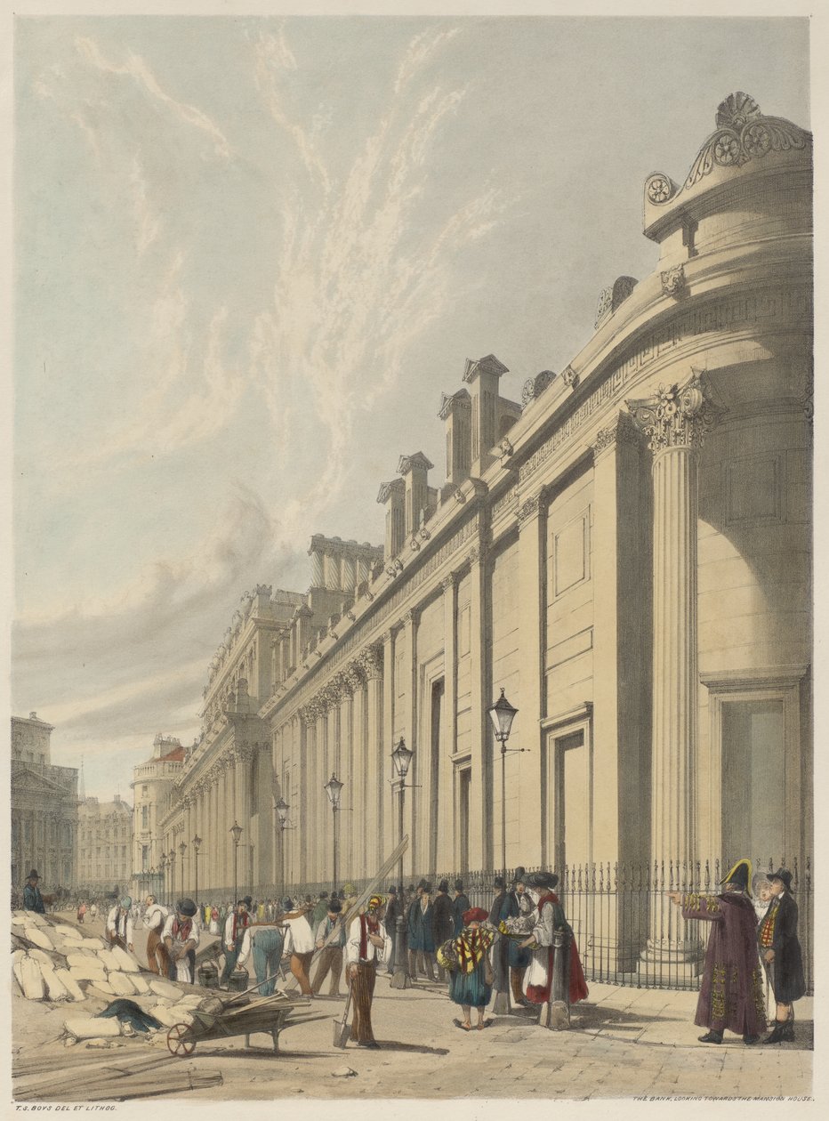 London som det är: Banken, tittar mot Mansion House av Thomas Shotter Boys