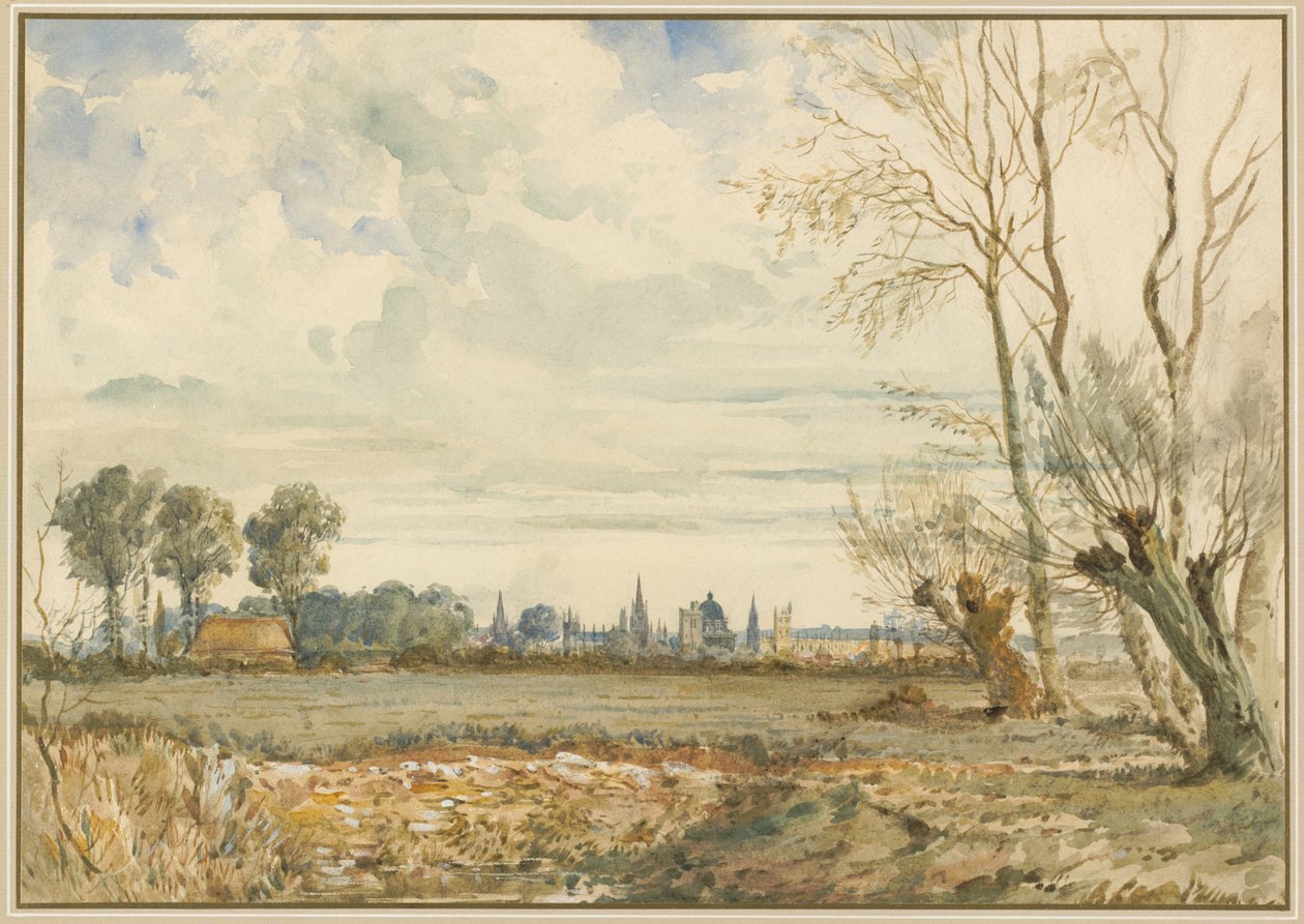 Ängar med en avlägsen utsikt över Oxford av Thomas Shotter Boys