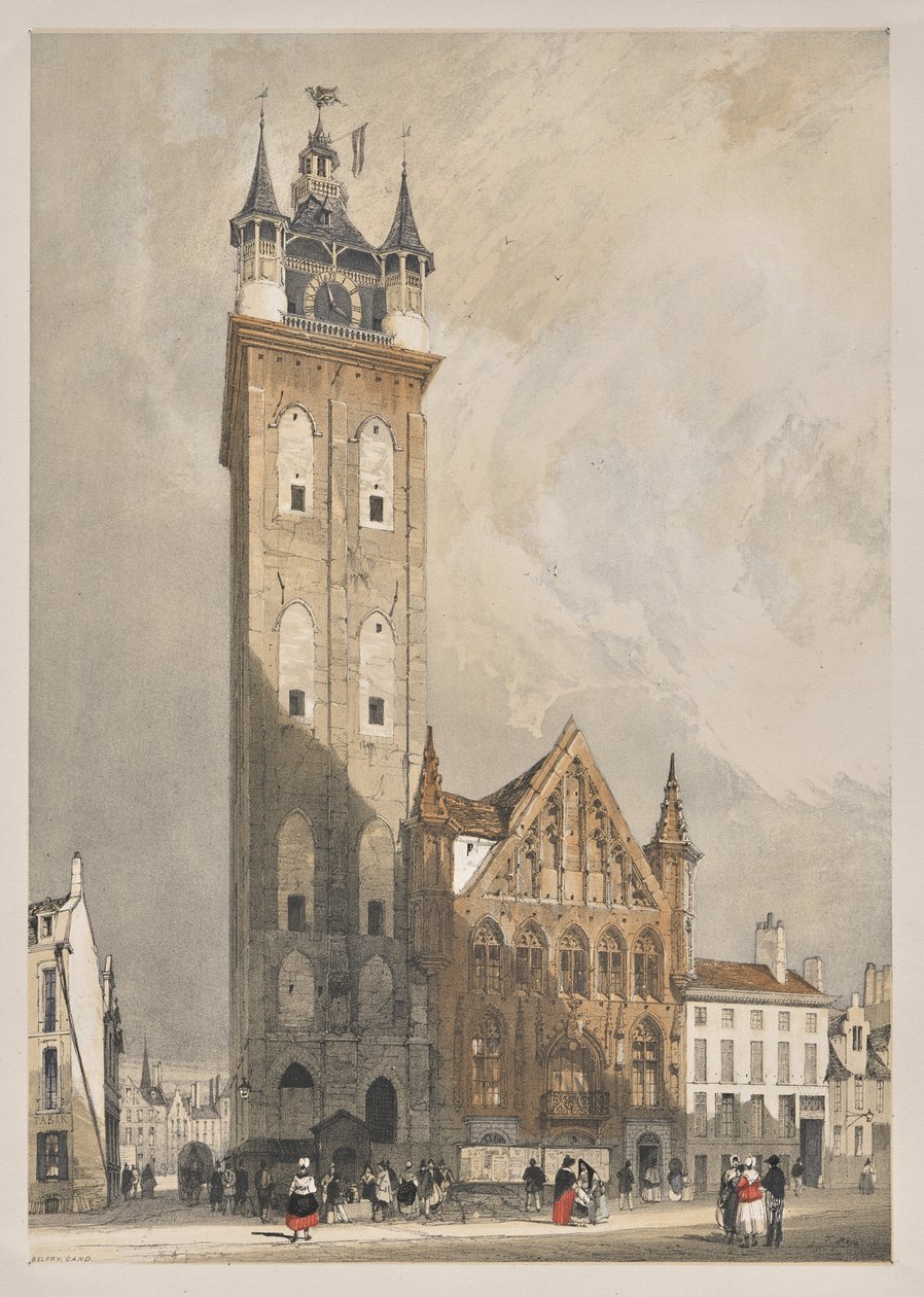 Pittoresk arkitektur i Paris, Gent, Antwerpen, Rouen: Belfrey, Gent, Belgien av Thomas Shotter Boys