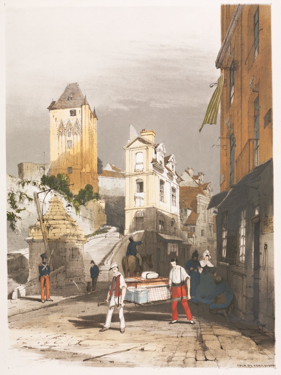 Pittoresk arkitektur i Paris, Gent, Antwerpen, Rouen, etc.: Tour de Remy, Dieppe av Thomas Shotter Boys