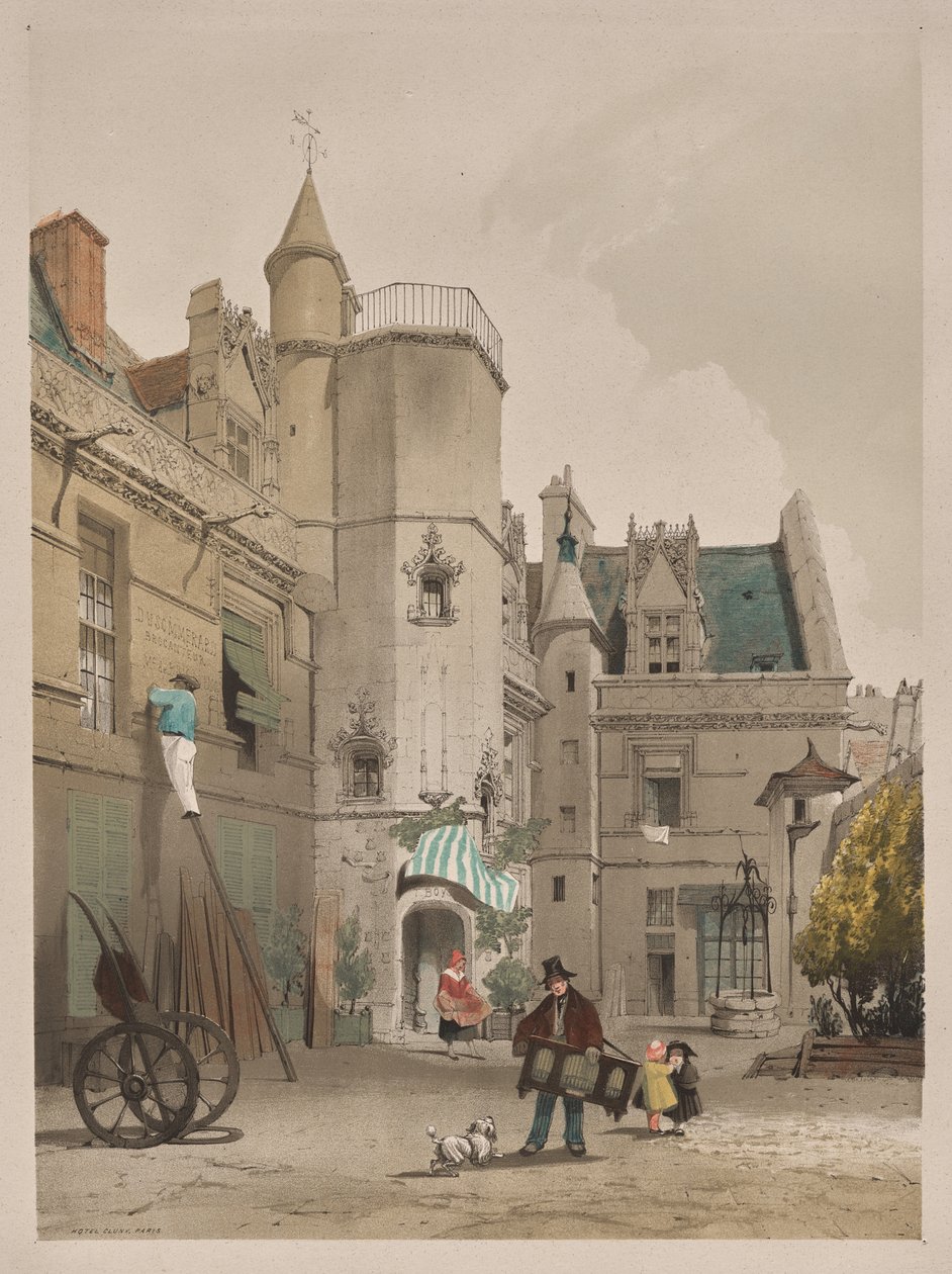 Pittoresk arkitektur i Paris, Gent, Antwerpen, Rouen: Hôtel Cluny, Paris av Thomas Shotter Boys