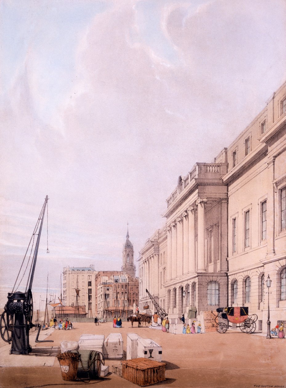 The Custom House, från "London as it is Drawn from Nature" 1842 av Thomas Shotter Boys
