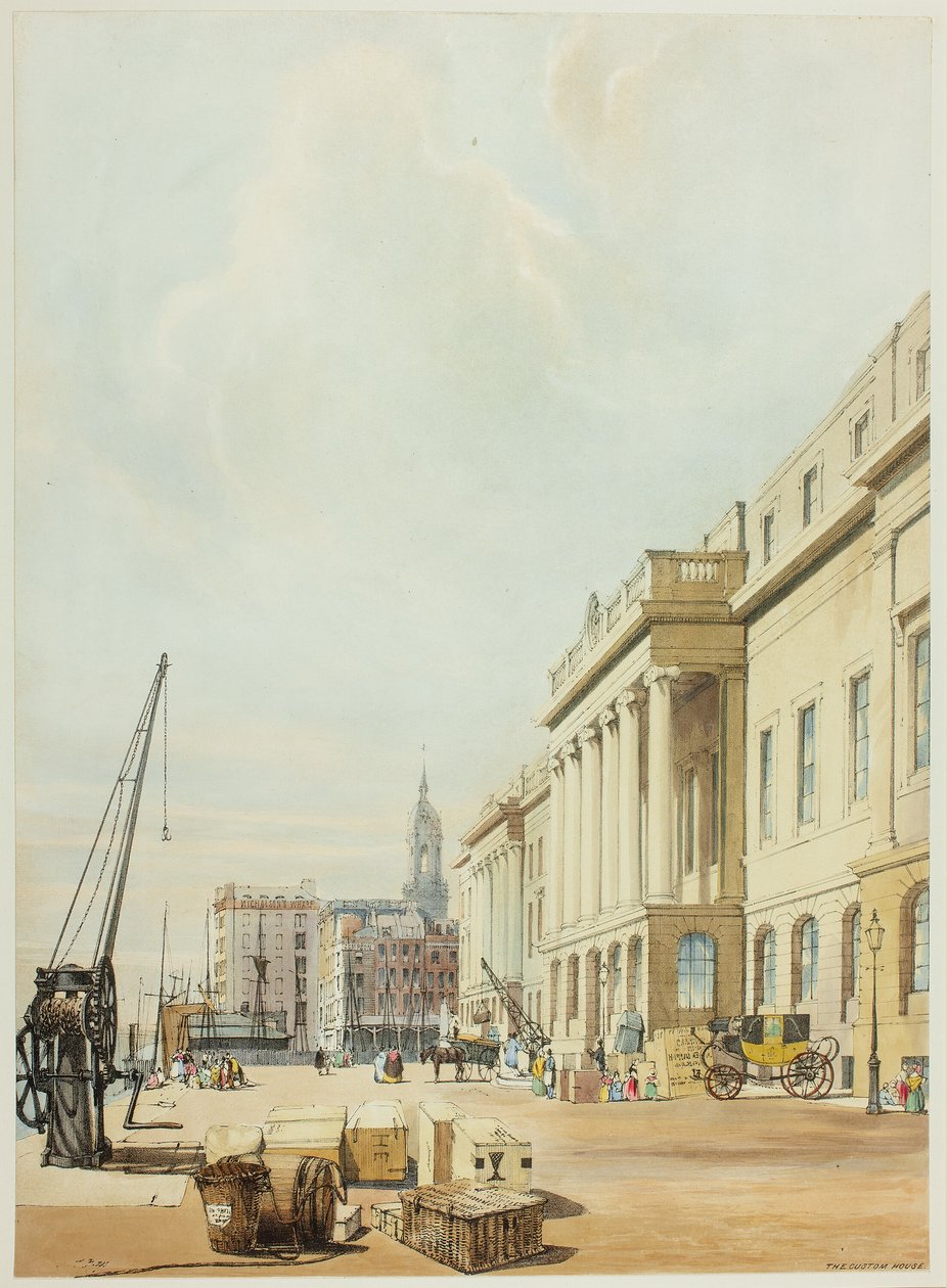 The Custom House, tallrik tre från Original Views of London as It Is av Thomas Shotter Boys
