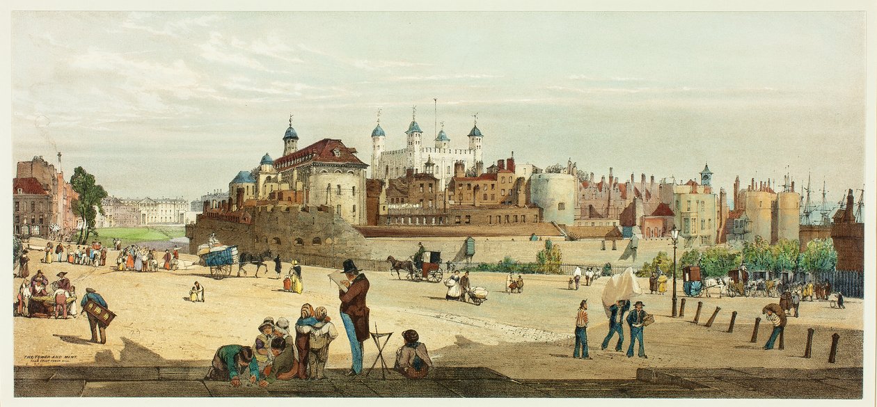 The Tower and Mint från Great Tower Hill, tallrik två från Original Views of London as It Is av Thomas Shotter Boys