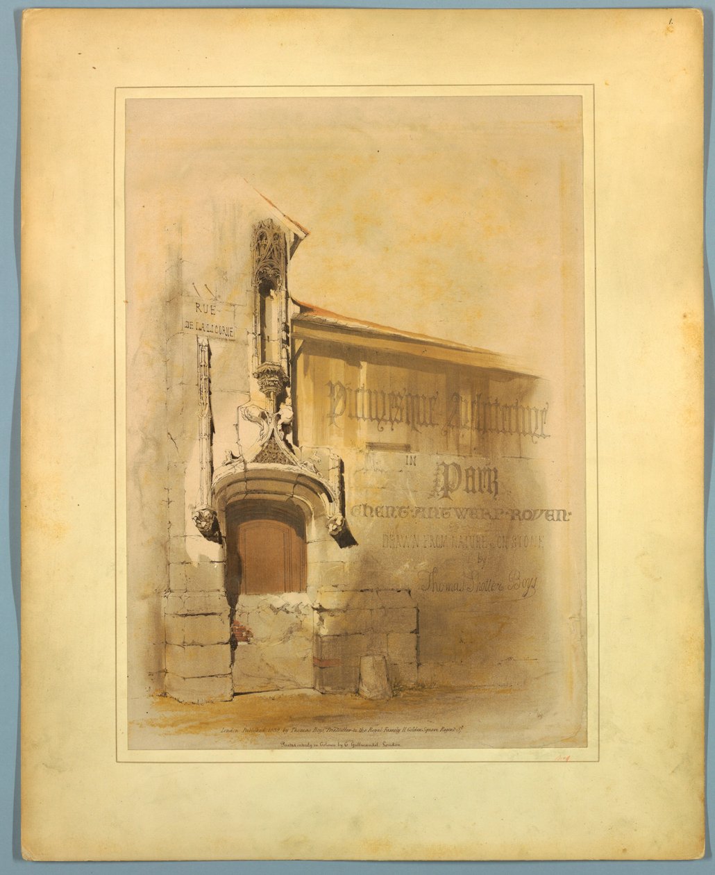 Titelsida, "Picturesque Architecture in Paris, Gent, Antwerpen, Rouen, etc." av Thomas Shotter Boys