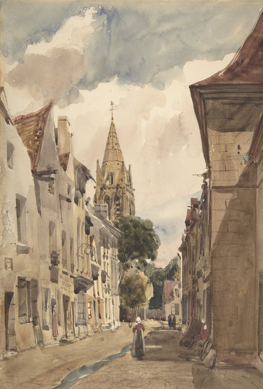 Utsikt över Issy A Street i Issy-les-Moulineaux, Seine, 1820-74. av Thomas Shotter Boys