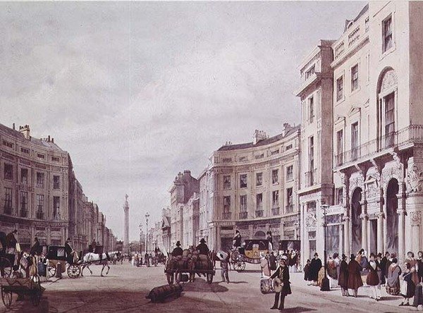 Utsikt över Regent Street, med utsikt mot hertigen av Yorks kolumn av Thomas Shotter Boys