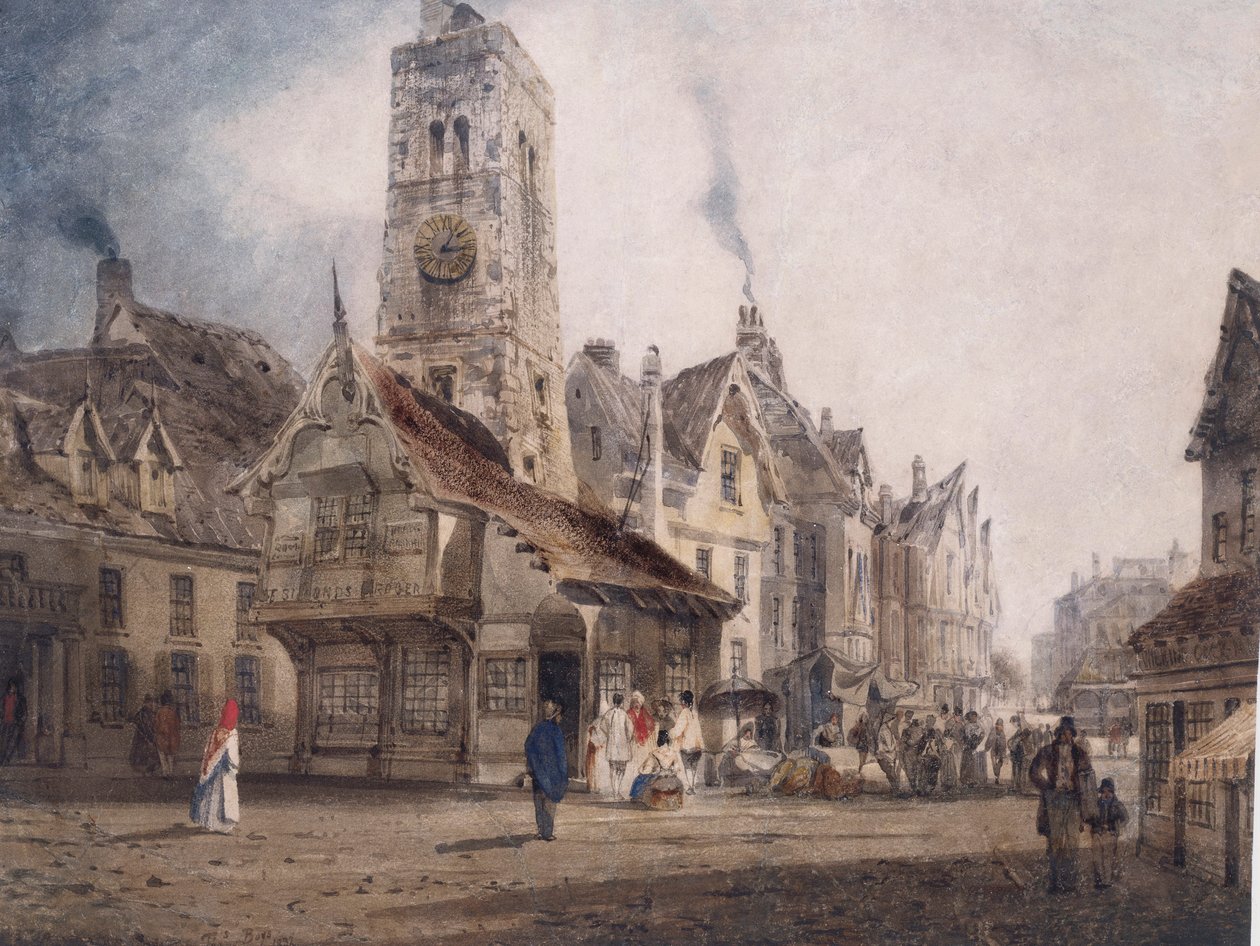 Utsikt över ett marknadstorg, c.1832 av Thomas Shotter Boys