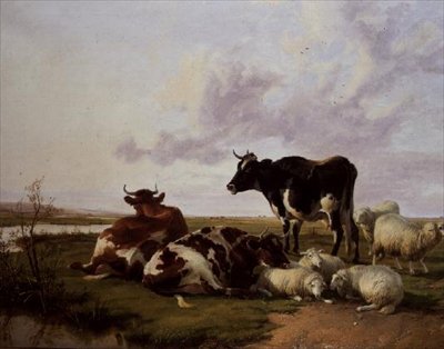 Bete av nötkreatur och får av Thomas Sidney Cooper