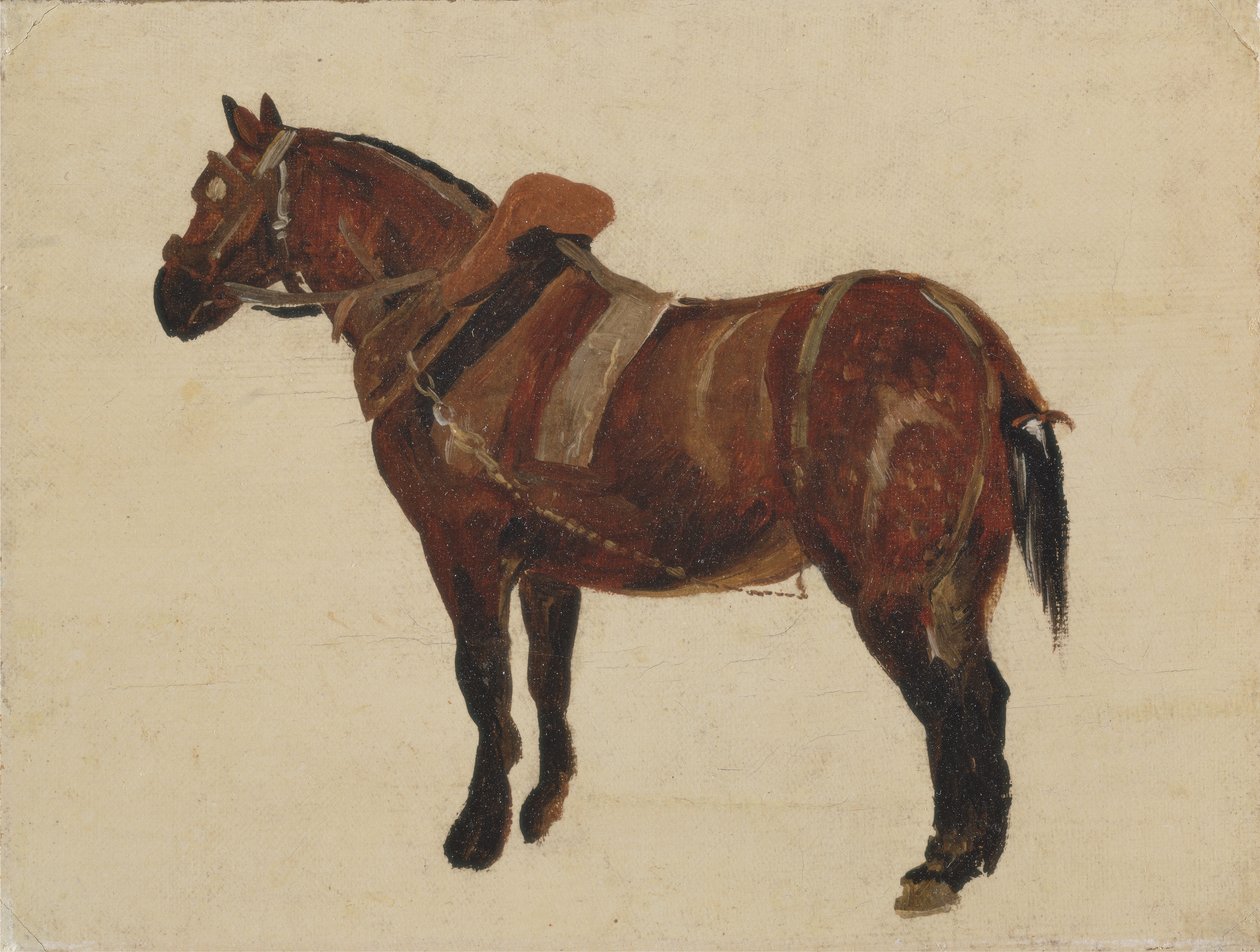 Studie av en arbetande häst (olja på duk) av Thomas Sidney Cooper