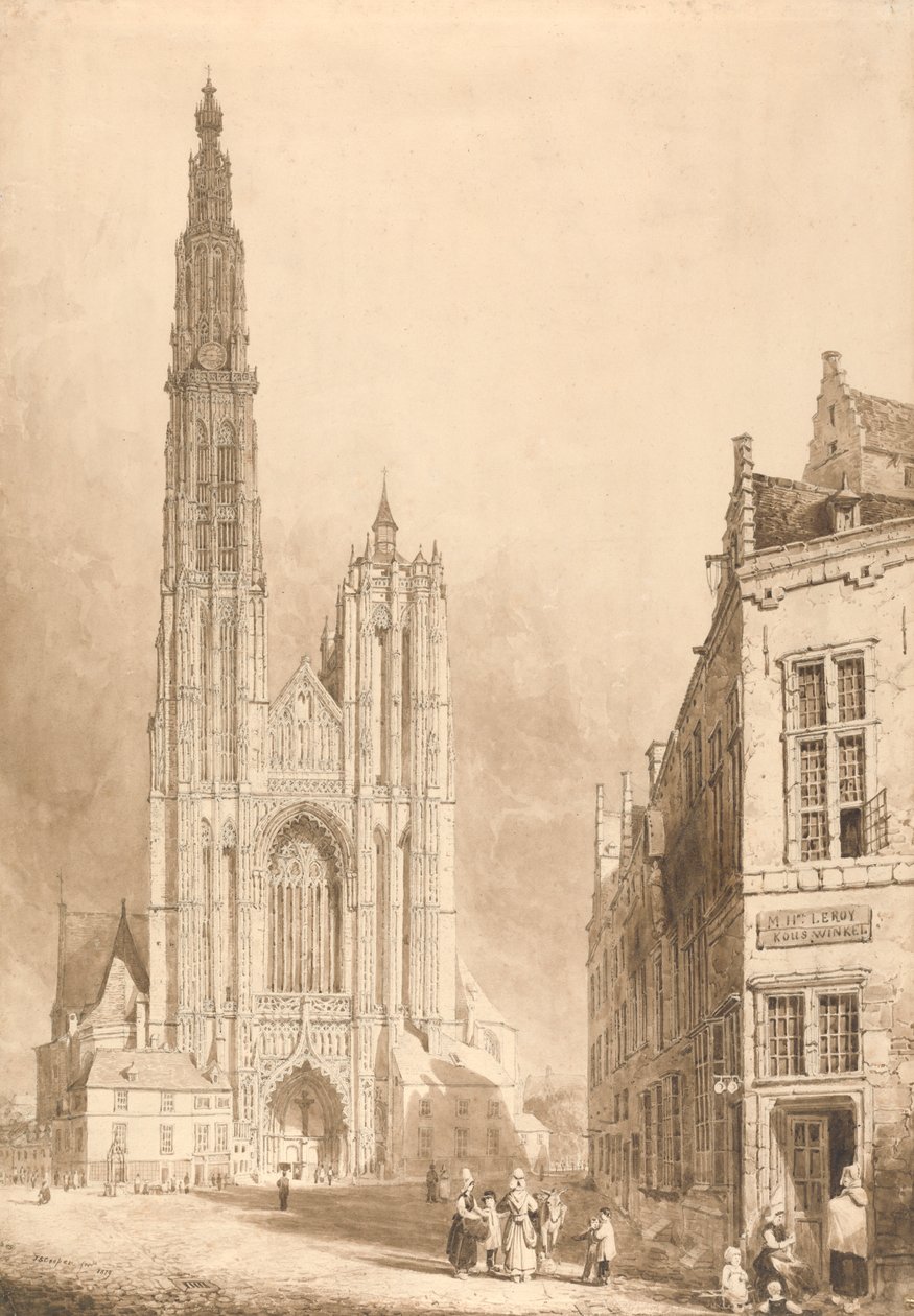 Utsikt över Antwerpens katedral av Thomas Sidney Cooper