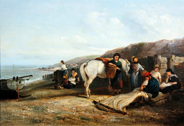Mending the Nets (olja på duk) av Thomas Smythe