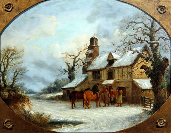 Utanför värdshuset (olja ombord) av Thomas Smythe