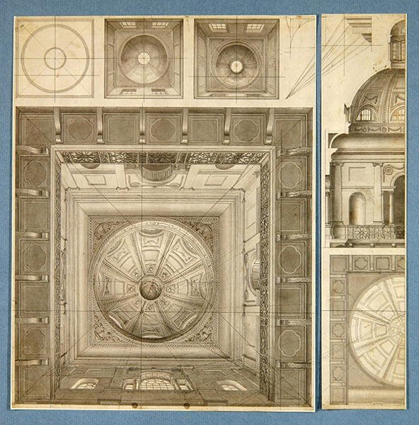 Designar för ett välvt och pelartak (penna, bläck och tvätt) av Thomas Snr. Malton