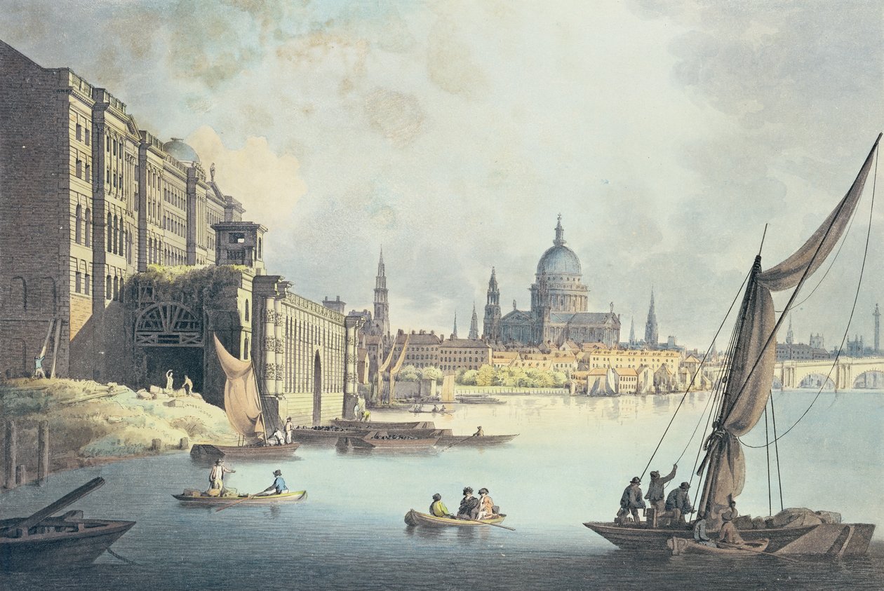 Utsikt över Somerset House och Themsen, 1796 av Thomas Snr. Malton