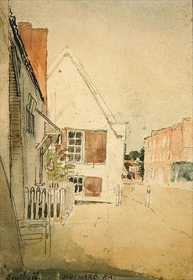 A Street in Southall (penna, bläck och akvarell på papper) av Thomas Stothard