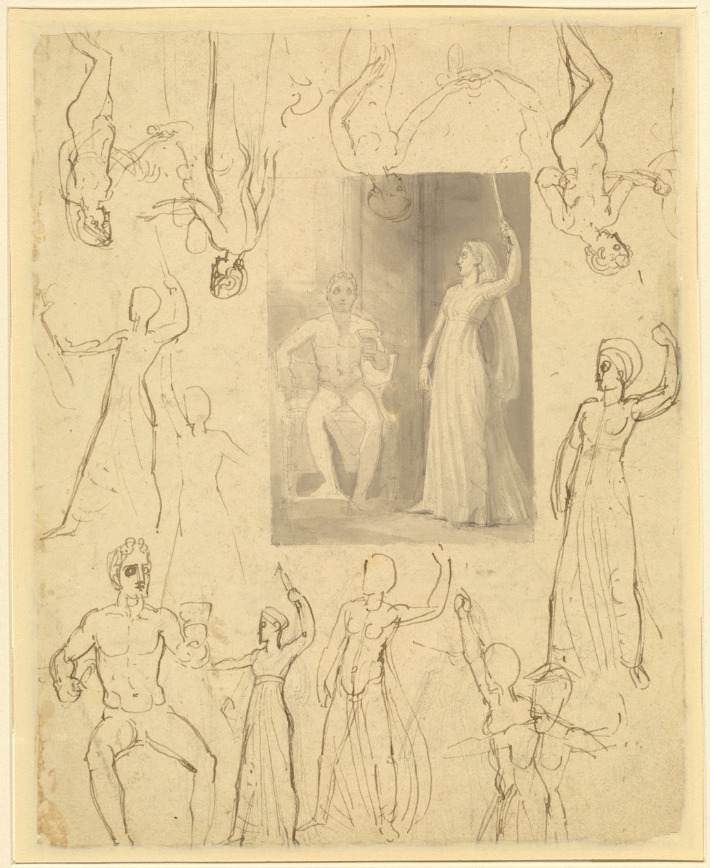 Design för en bok Illustration av Circe och Odysseus [recto] av Thomas Stothard