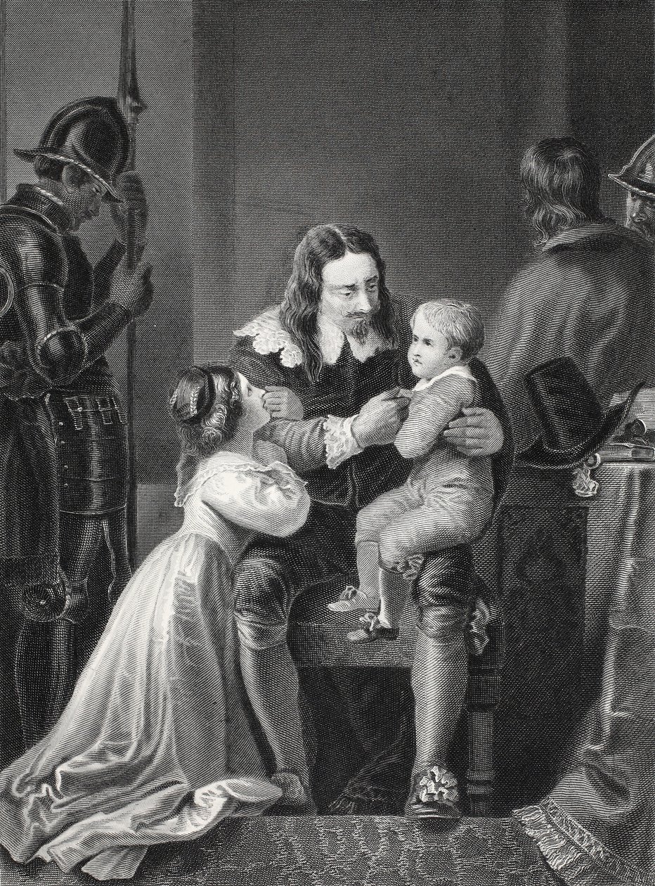Kung Charles I av England tar farväl av sina barn innan han avrättades, graverad av A.H. Payne av Thomas Stothard