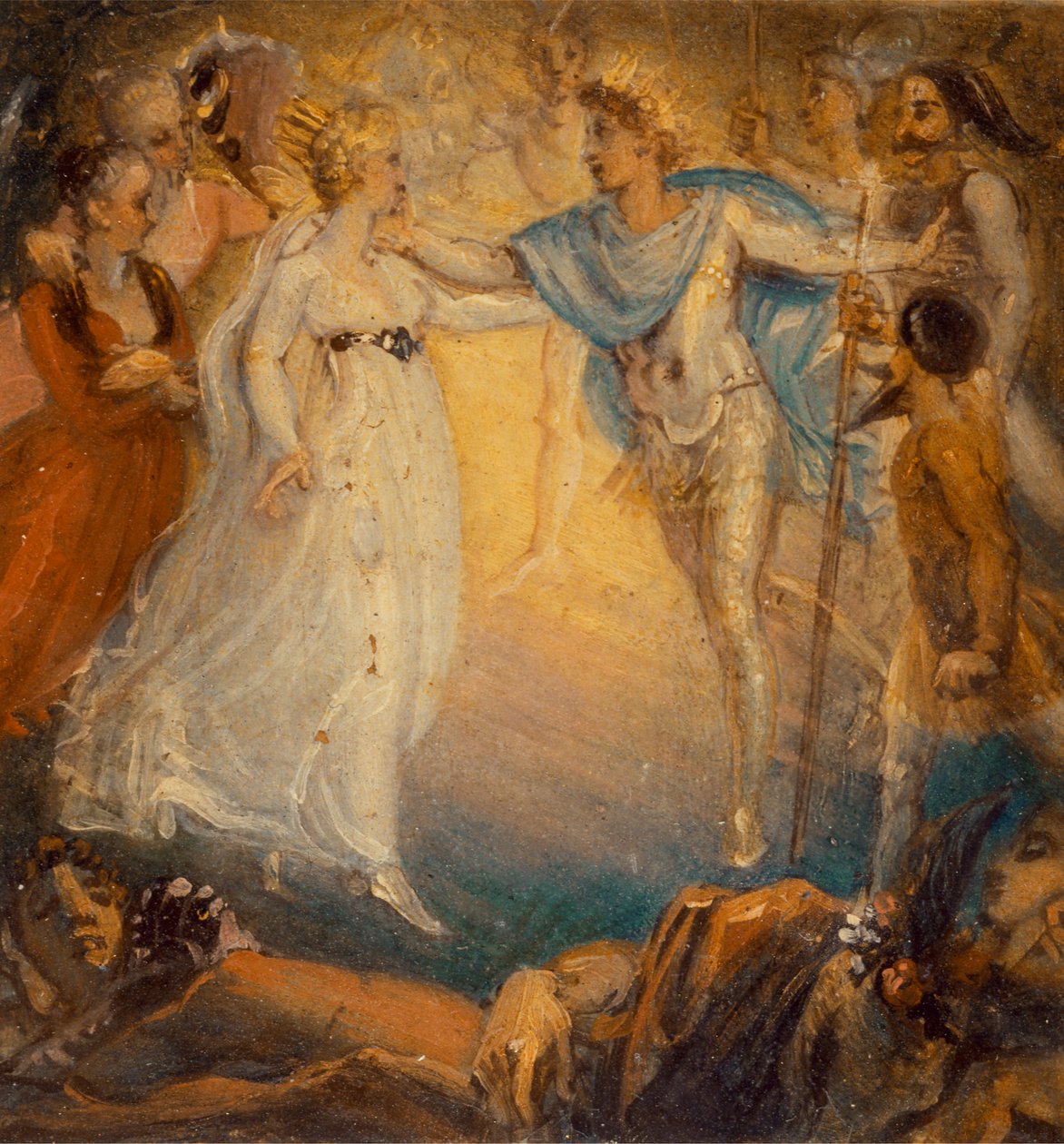 Oberon och Titania från "En midsommarnattsdröm", akt IV, scen i av Thomas Stothard