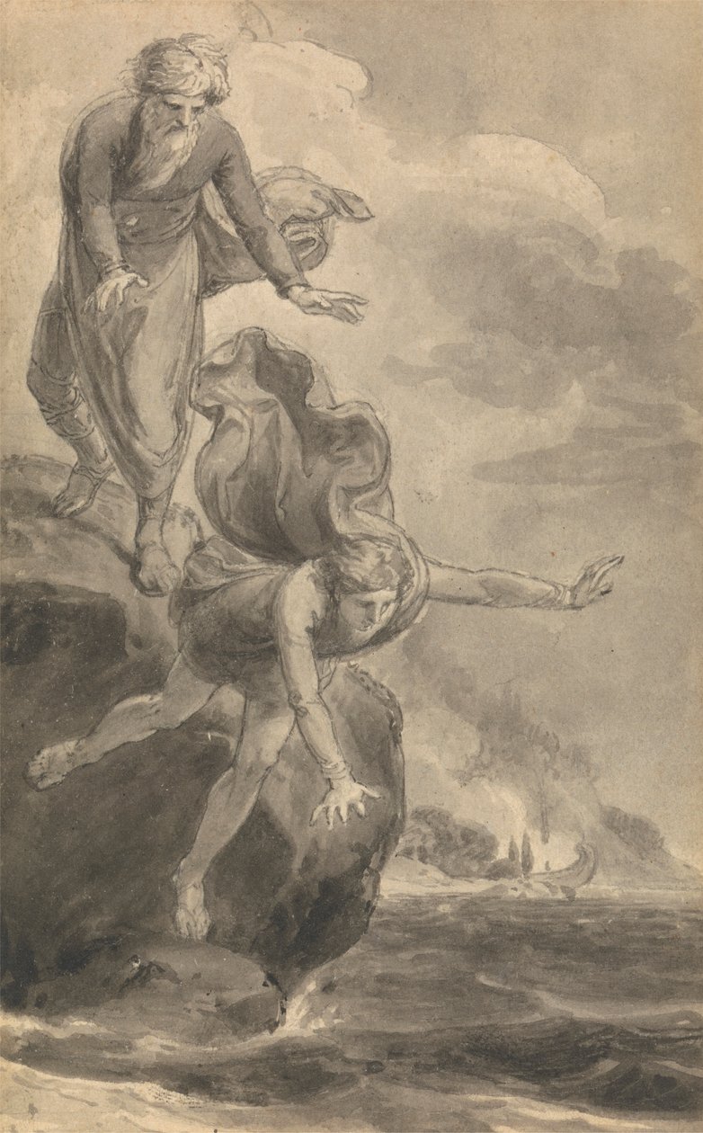 En av sex illustrationer till Fenelons "The Adventures of Telemachus son of Ulysses" av Thomas Stothard
