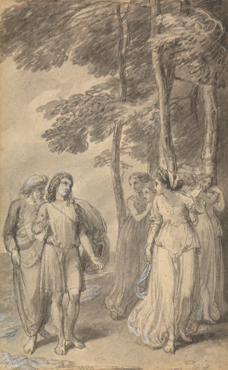 En av sex illustrationer till Fenelons "The Adventures of Telemachus son of Ulysses" av Thomas Stothard