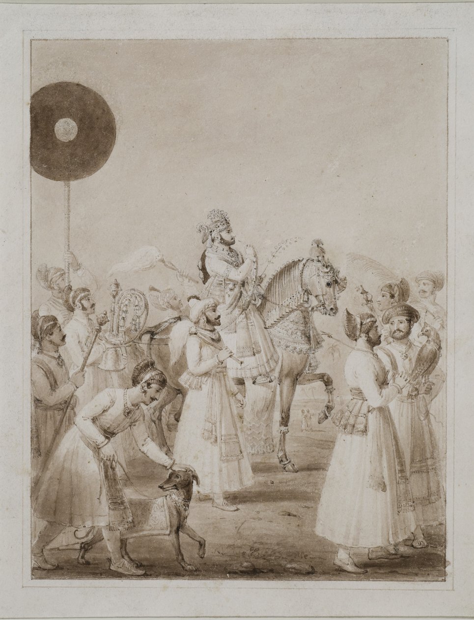 Porträtt av Maharana Bhim Singh från Udaipur till häst av Thomas Stothard