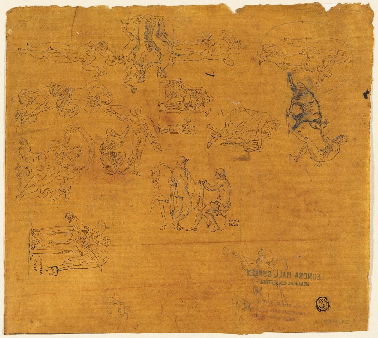 Ark med skisser av mytologiska ämnen av Thomas Stothard