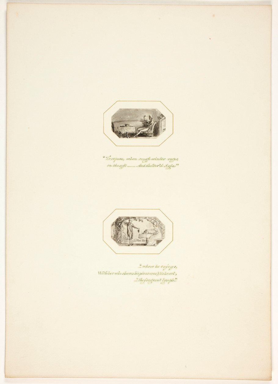 Studie für eine Platte aus The Task av Thomas Stothard