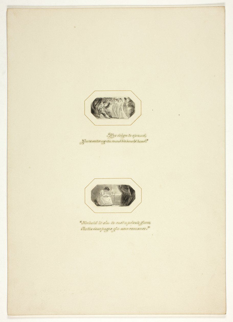 Studera för en tallrik från The Triumphs of Temper, i Royal Engagements Pocket Book från 1796 av Thomas Stothard