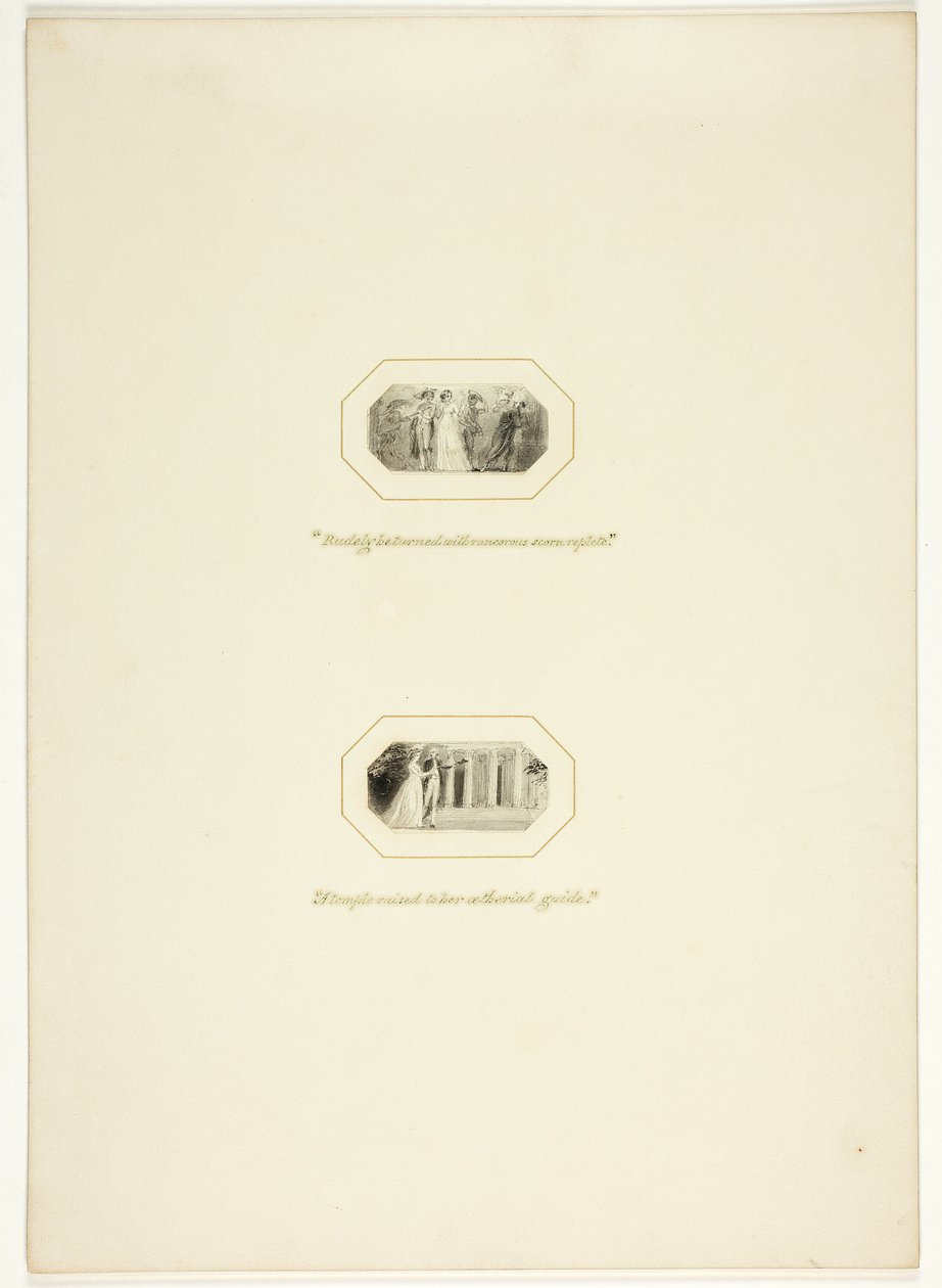 Studera för en tallrik från The Triumphs of Temper, i Royal Engagements Pocket Book från 1796 av Thomas Stothard