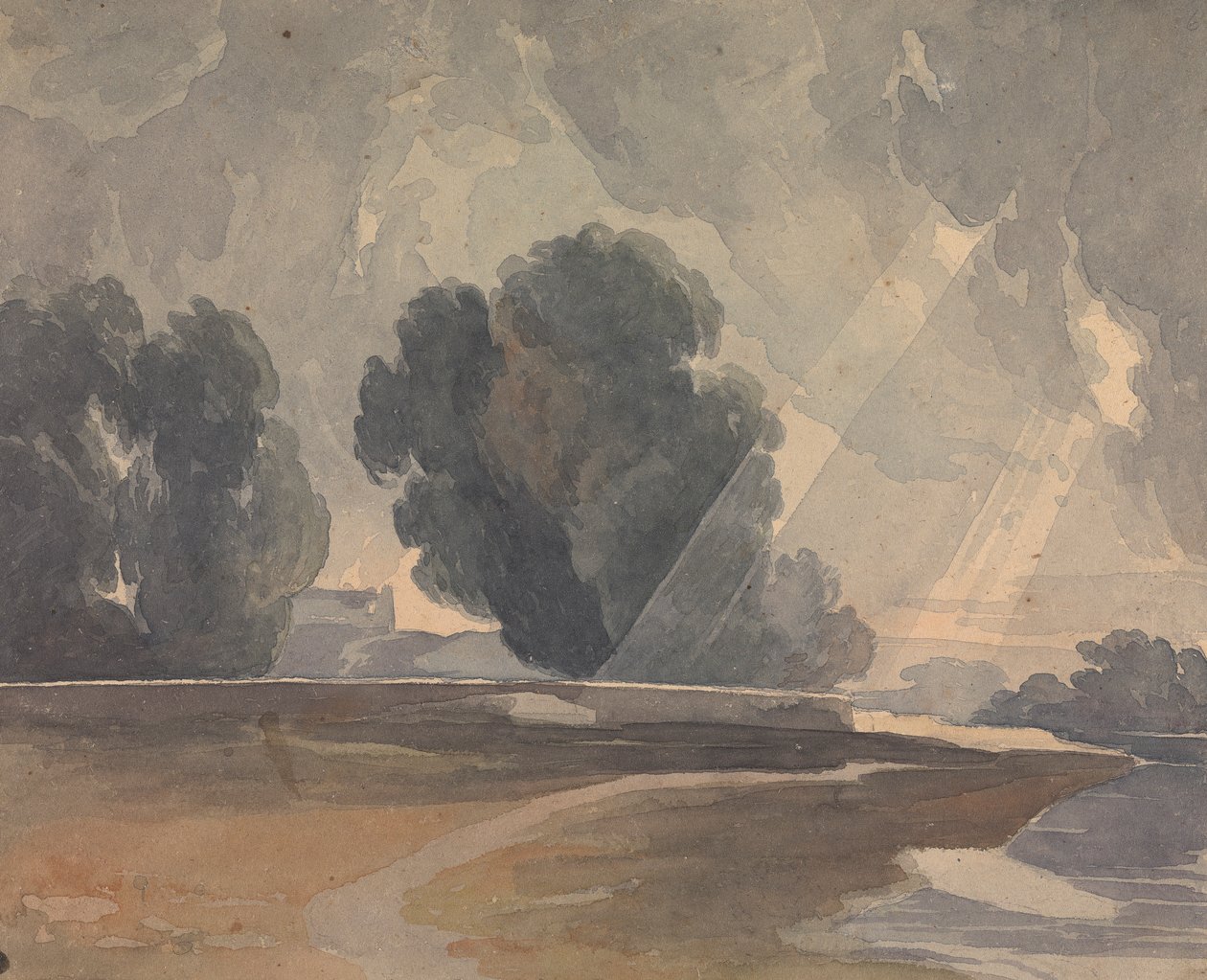 Landskap med träd och sjö av Thomas Sully