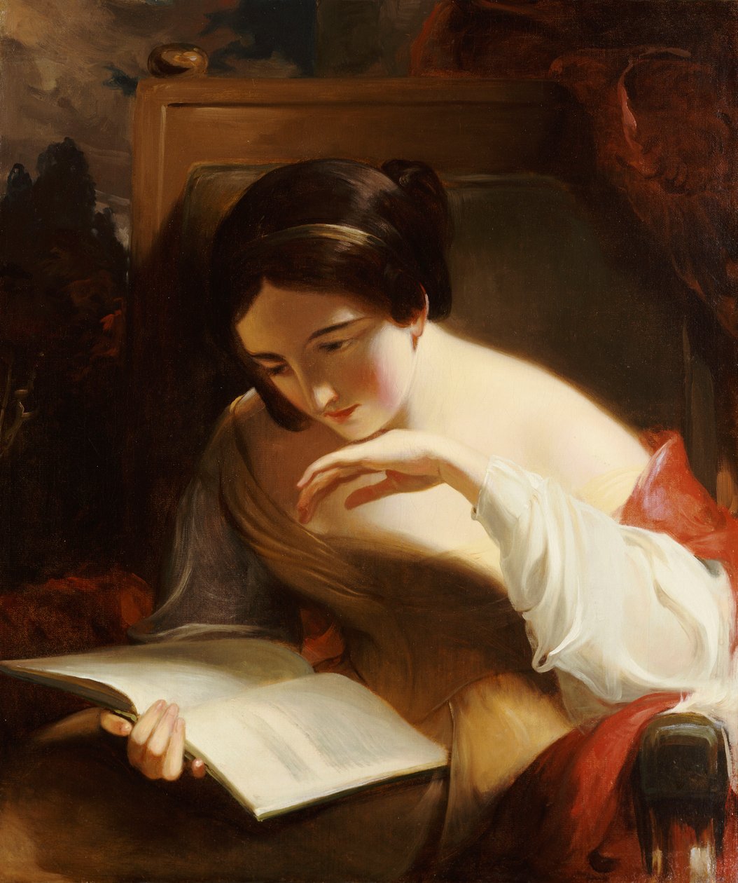 Porträtt av en flicka som läser, 1842 av Thomas Sully
