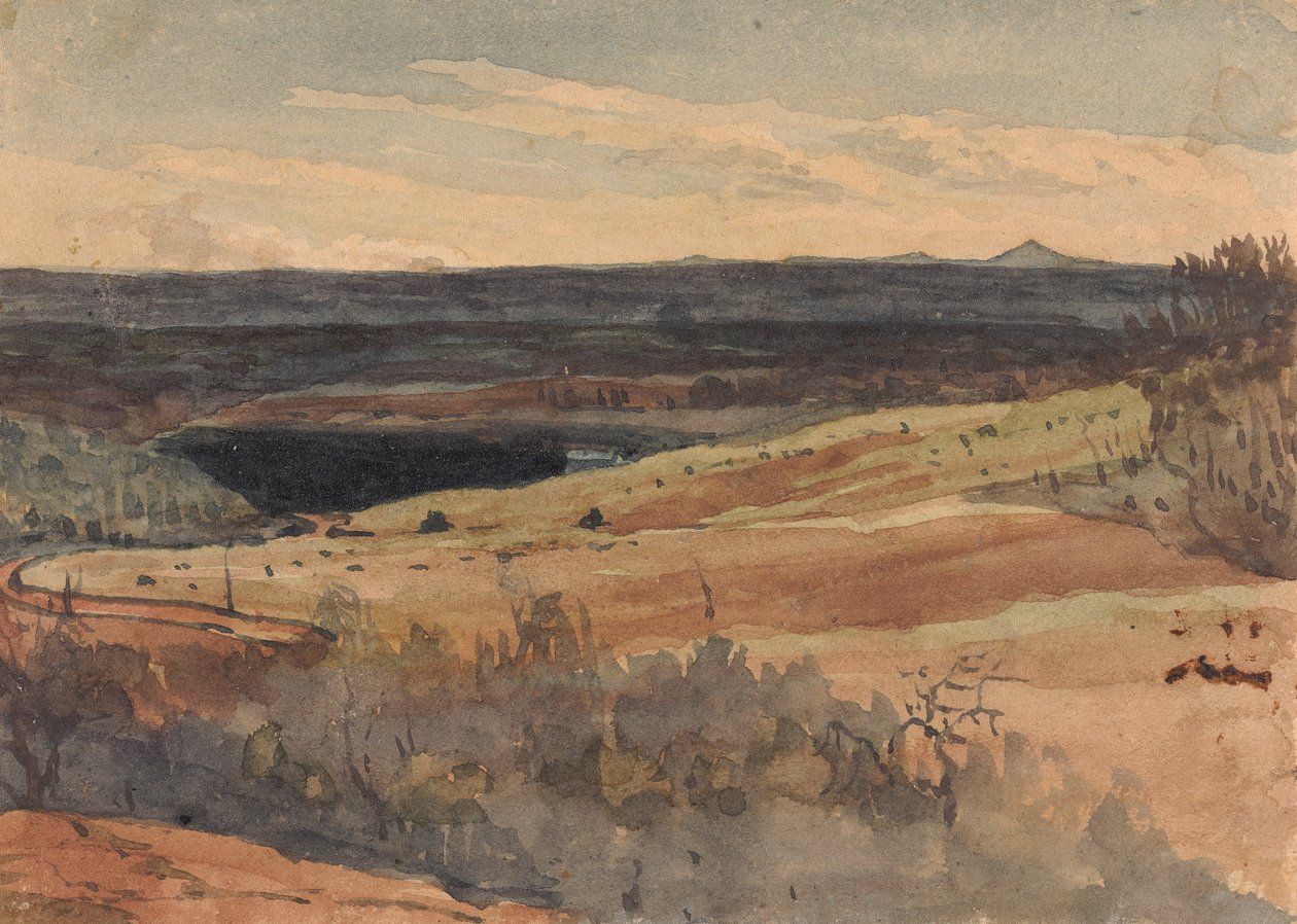 Böljande fält, berg på avstånd av Thomas Sully