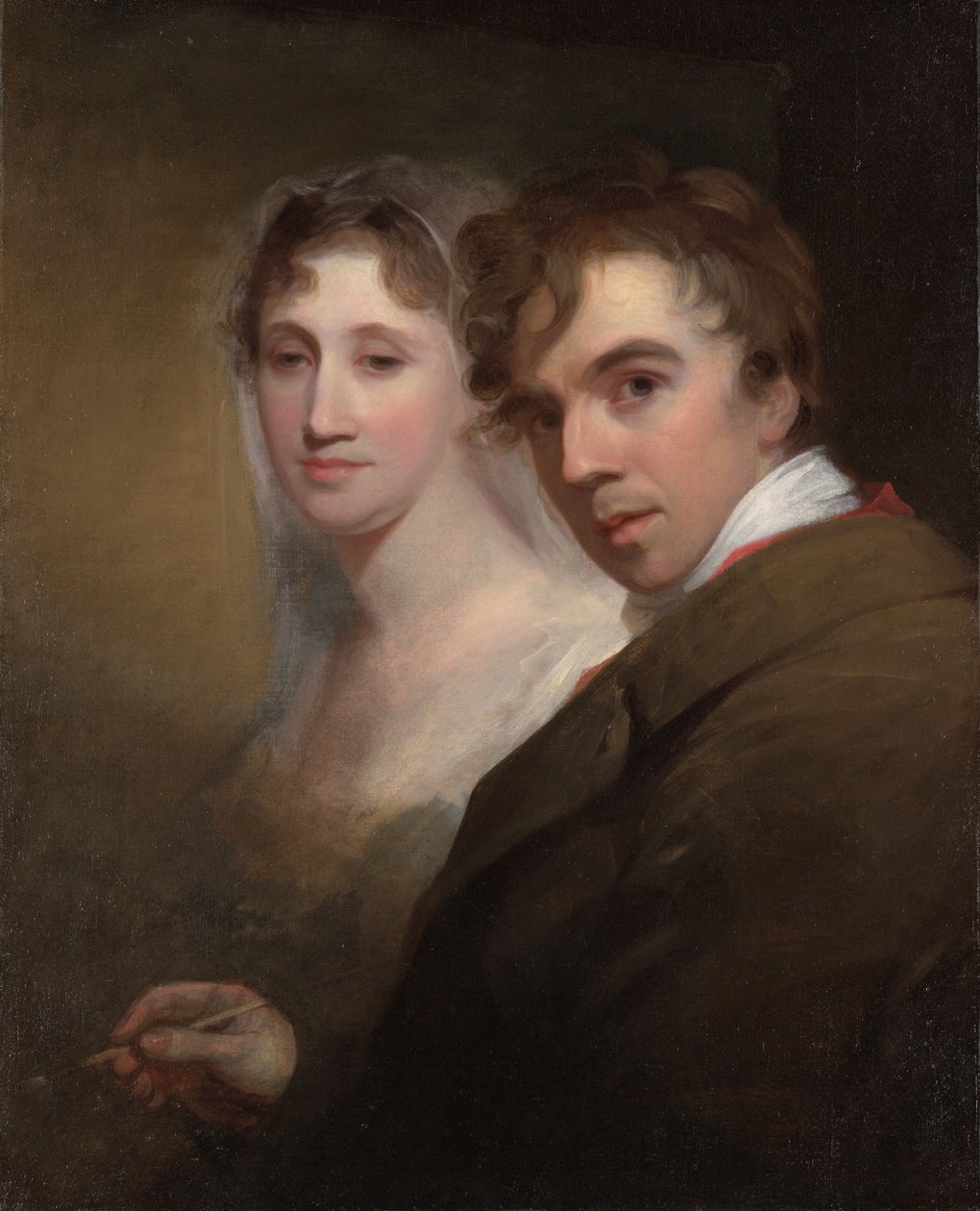 Självporträtt av konstnären när han målar sin hustru, Sarah Annis Sully av Thomas Sully