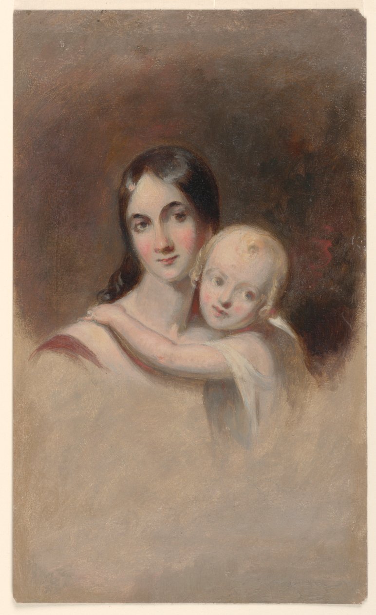 Studie för "Porträtt av Mrs. James Robb och hennes tre barn," Ogden Museum of Southern Art, New Orleans, LA av Thomas Sully