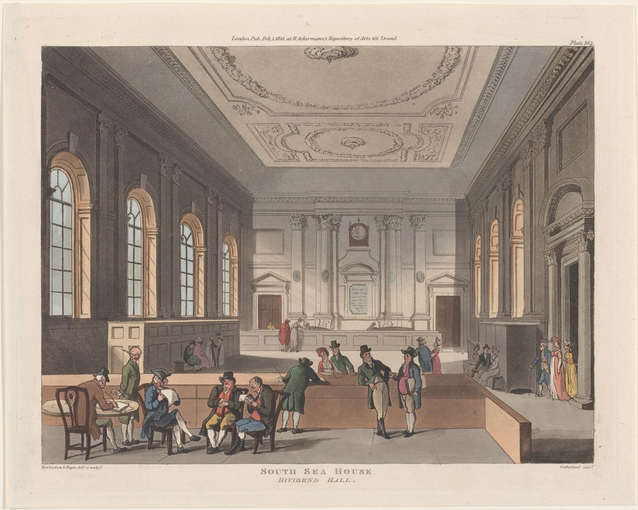 South Sea House, Dividend Hall, 1 februari 1810., 1 februari 1810. av Thomas Sutherland