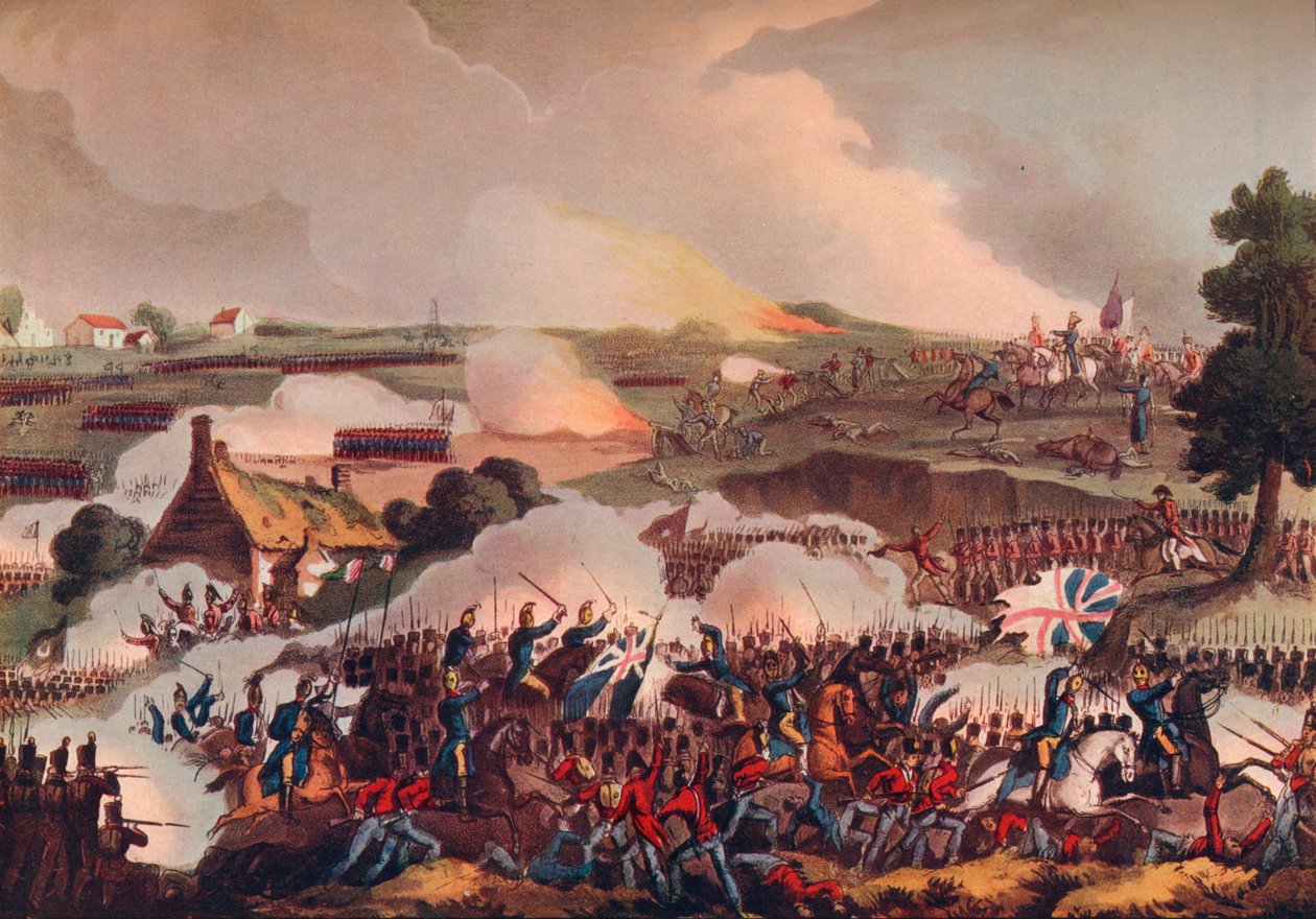 Den brittiska arméns centrum i aktion vid slaget vid Waterloo, 1800-talet 1909 av Thomas Sutherland