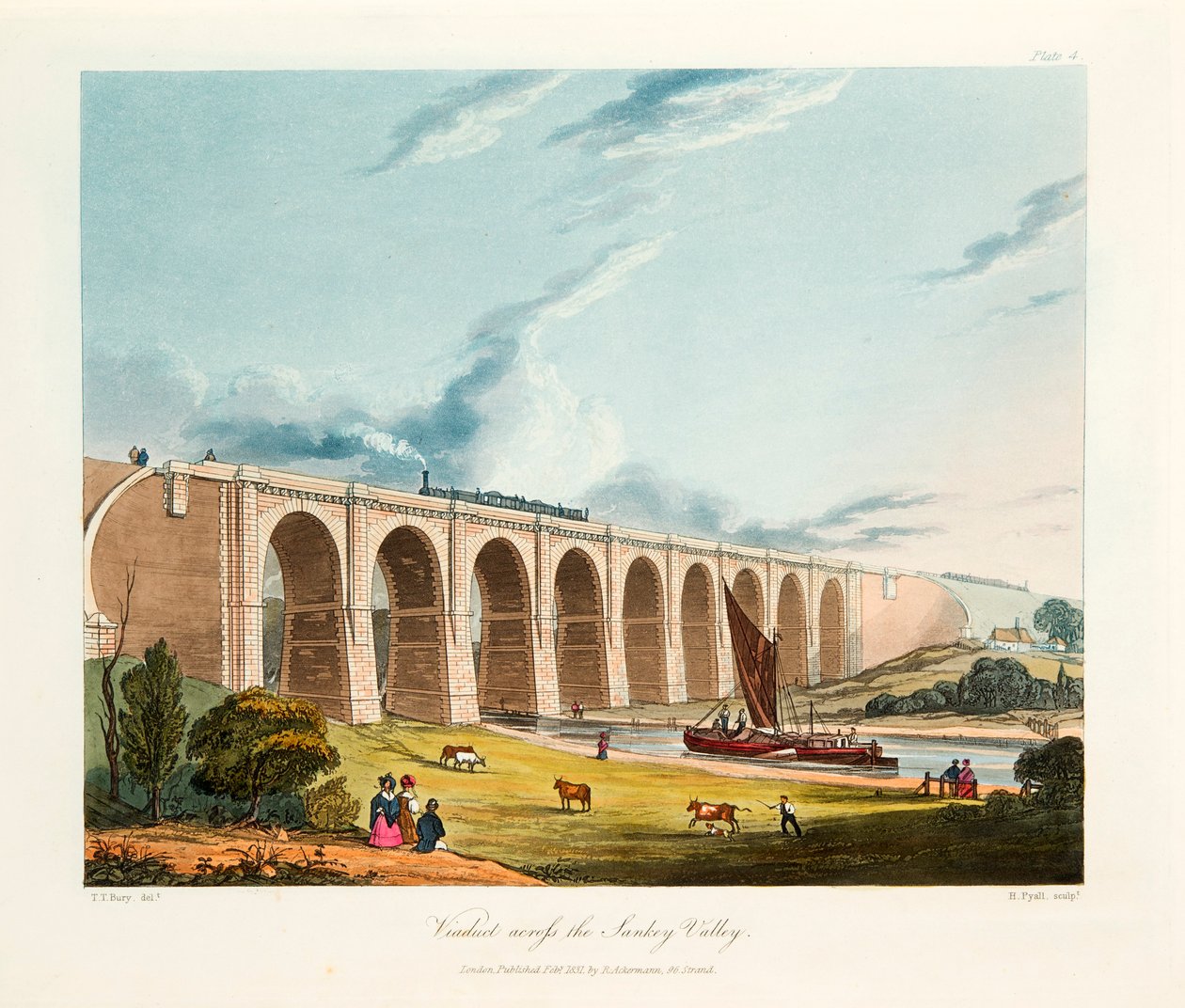 Viadukt över Sankey Valley, Warrington, Cheshire, februari 1831. av Thomas Talbot Bury