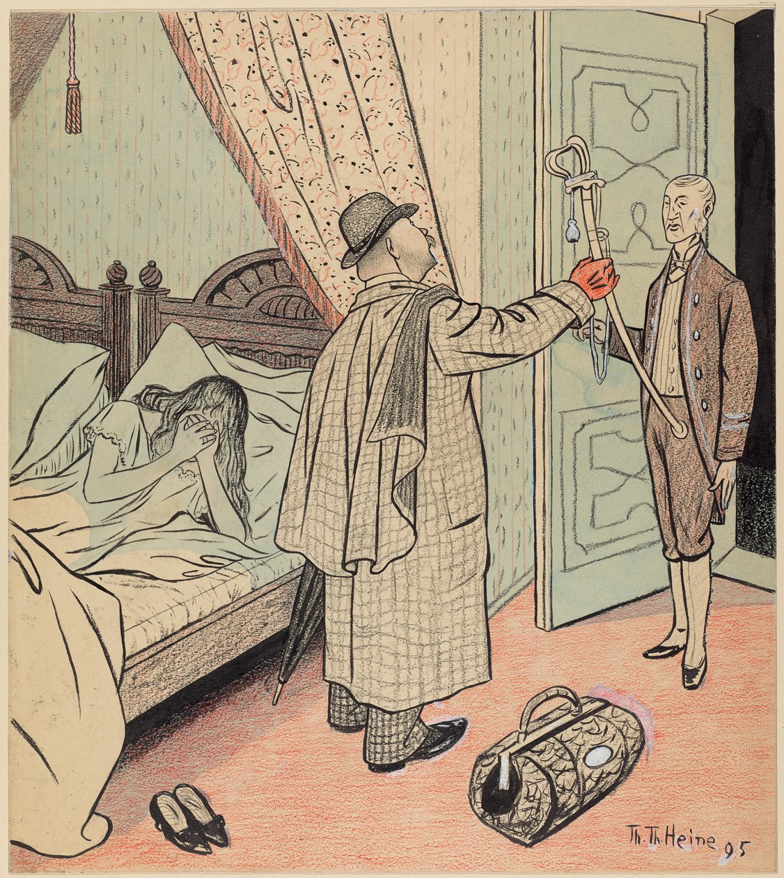 Reservistens hemkomst; Simplicissimus I/32, 1896 av Thomas Theodor Heine