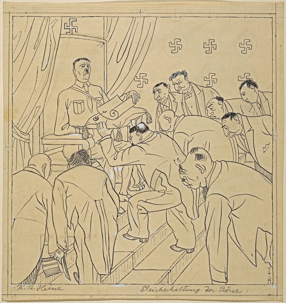 anpassa börsen; Simplicissimus XXXV/36, 1930 av Thomas Theodor Heine