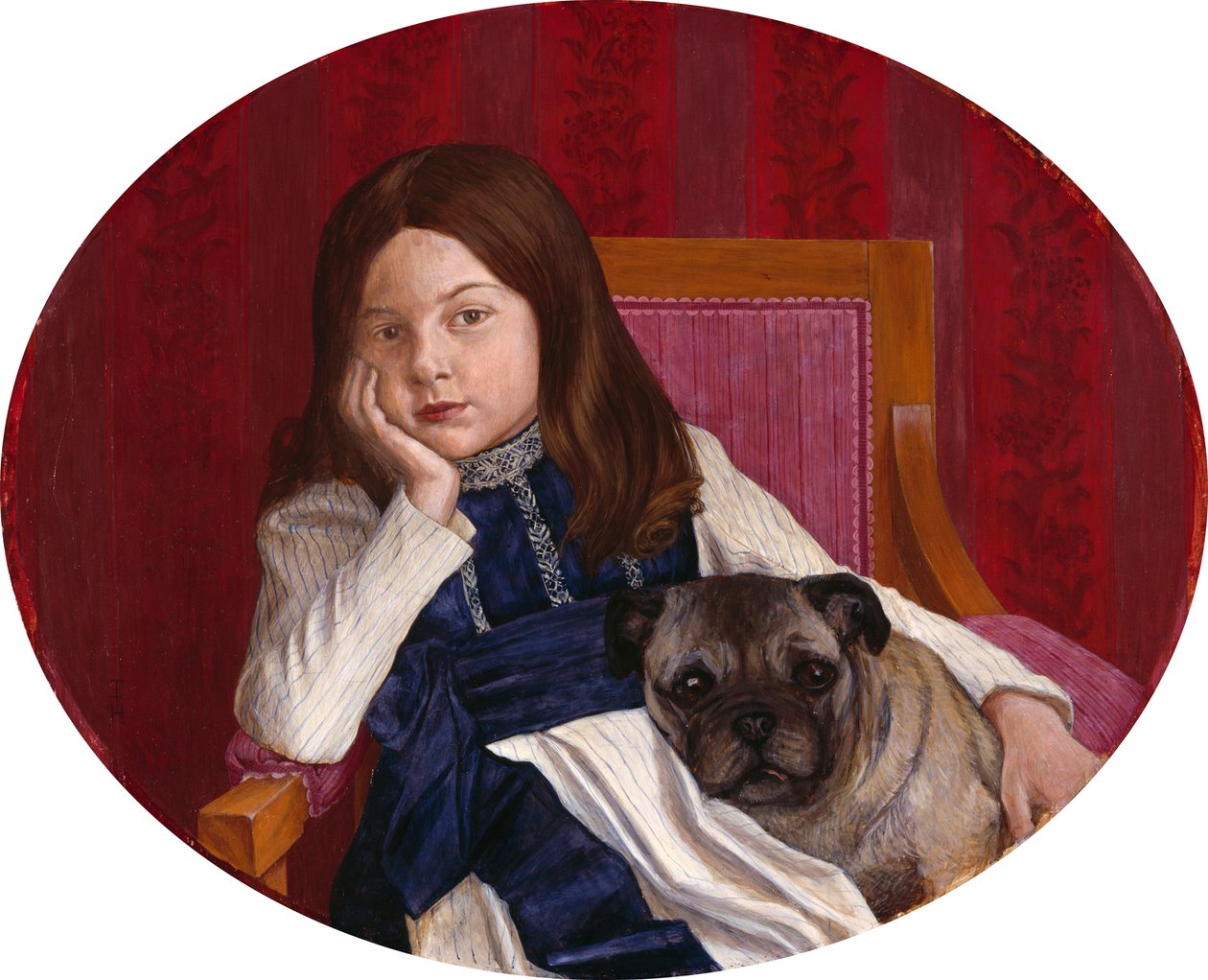 Johanna, konstnärens dotter med en mops av Thomas Theodor Heine
