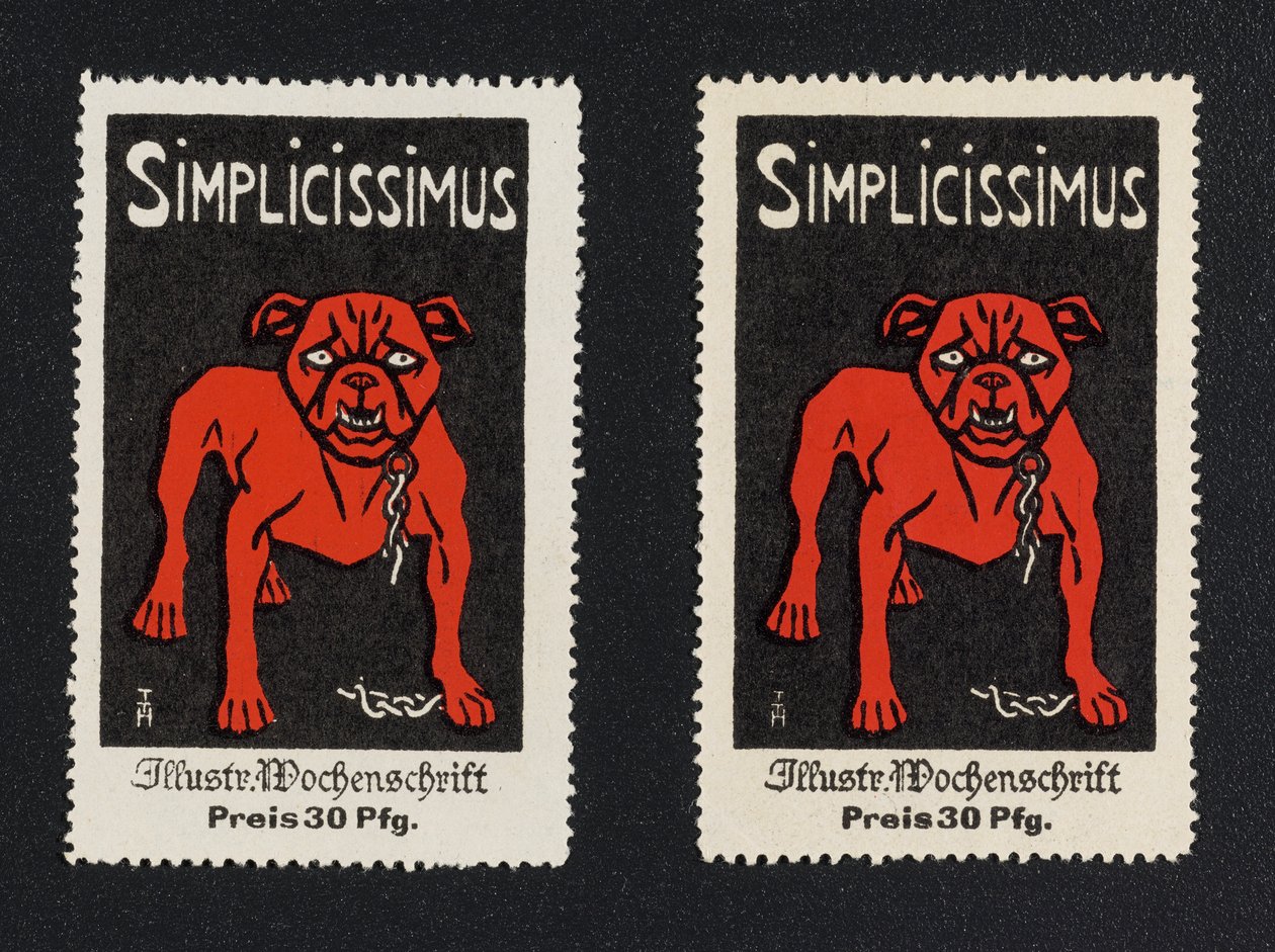 Werbemarke "Simplicissimus 30 Pfg." av Thomas Theodor Heine