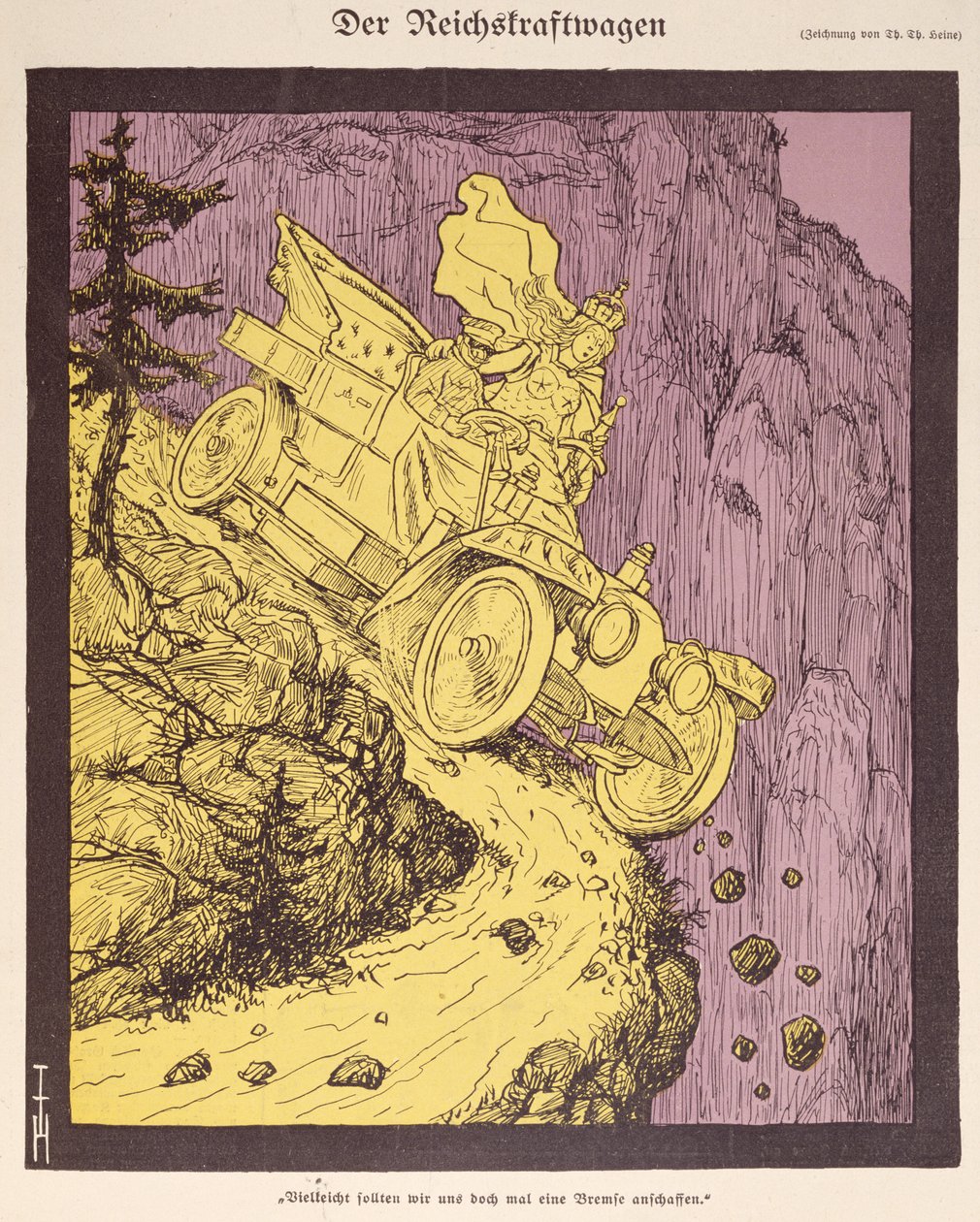 Det tyska imperiets bil körd av Wilhelm II (1859-1941) illustration från omslaget till 