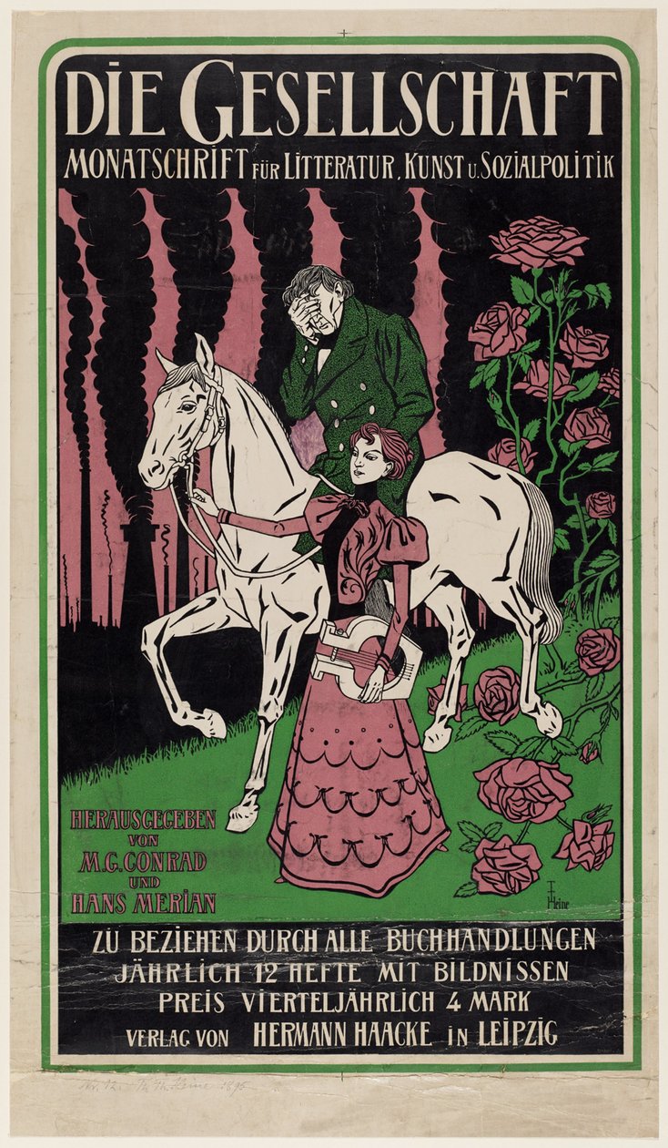 Annonsaffisch för tidningen Die Gesellschaft av Thomas Theodor Heine