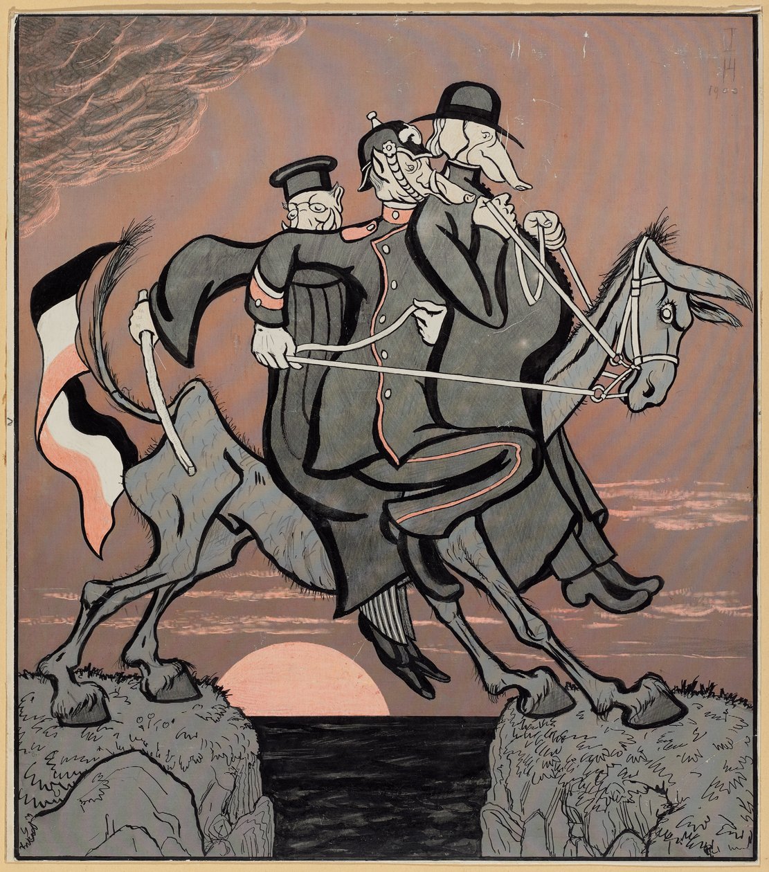 Vi styrs för mycket; Simplicissimus V/3, 1900 av Thomas Theodor Heine