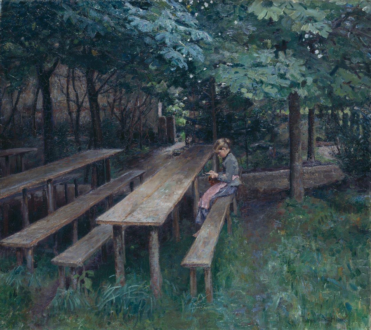 Restaurangträdgård i Dachau av Thomas Theodor Heine